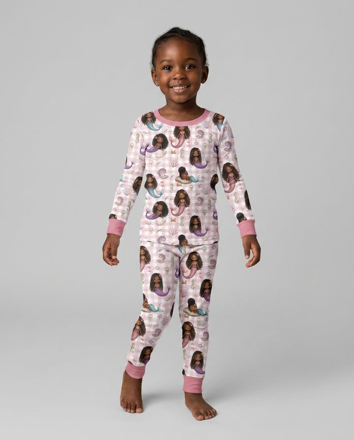 Black Mermaid Bamboo Two Piece Long Sleeve Pajama Set