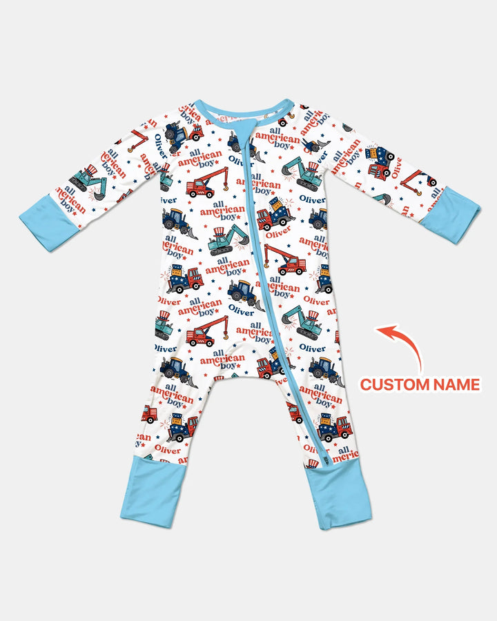 Custom Name All-American Boy Bamboo Convertible Zippy
