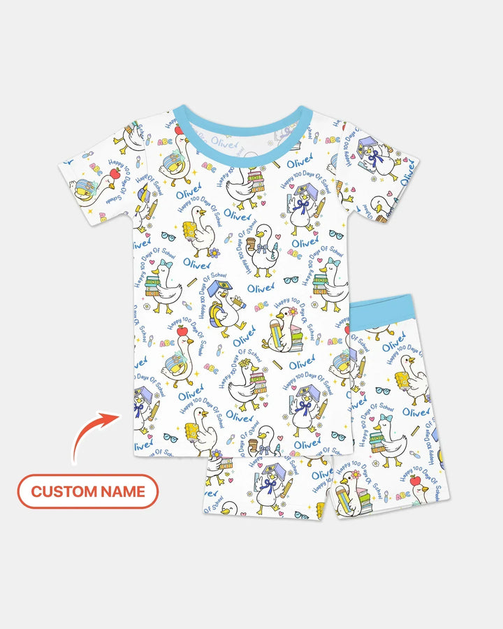 Zweiteiliges Pyjama-Set mit kurzen Ärmeln und Shorts im Sommer-Design