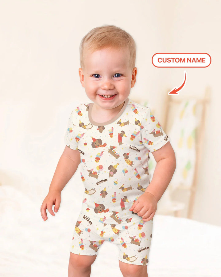 Zweiteiliges Pyjama-Set mit kurzen Ärmeln und Shorts im Sommer-Design