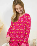 Kirsch-Baseball-Softball-Mama-und-Mädchen-passendes-Bambus-Damen-Pyjama-Set