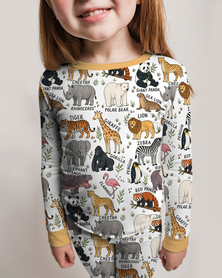 Zoo Animal Bamboo Two Piece Long Sleeve Pajama Set