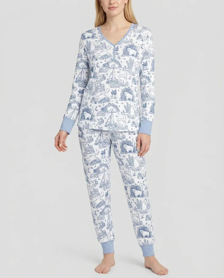 Toile Katzen Bambus Damen Schlafanzug Set