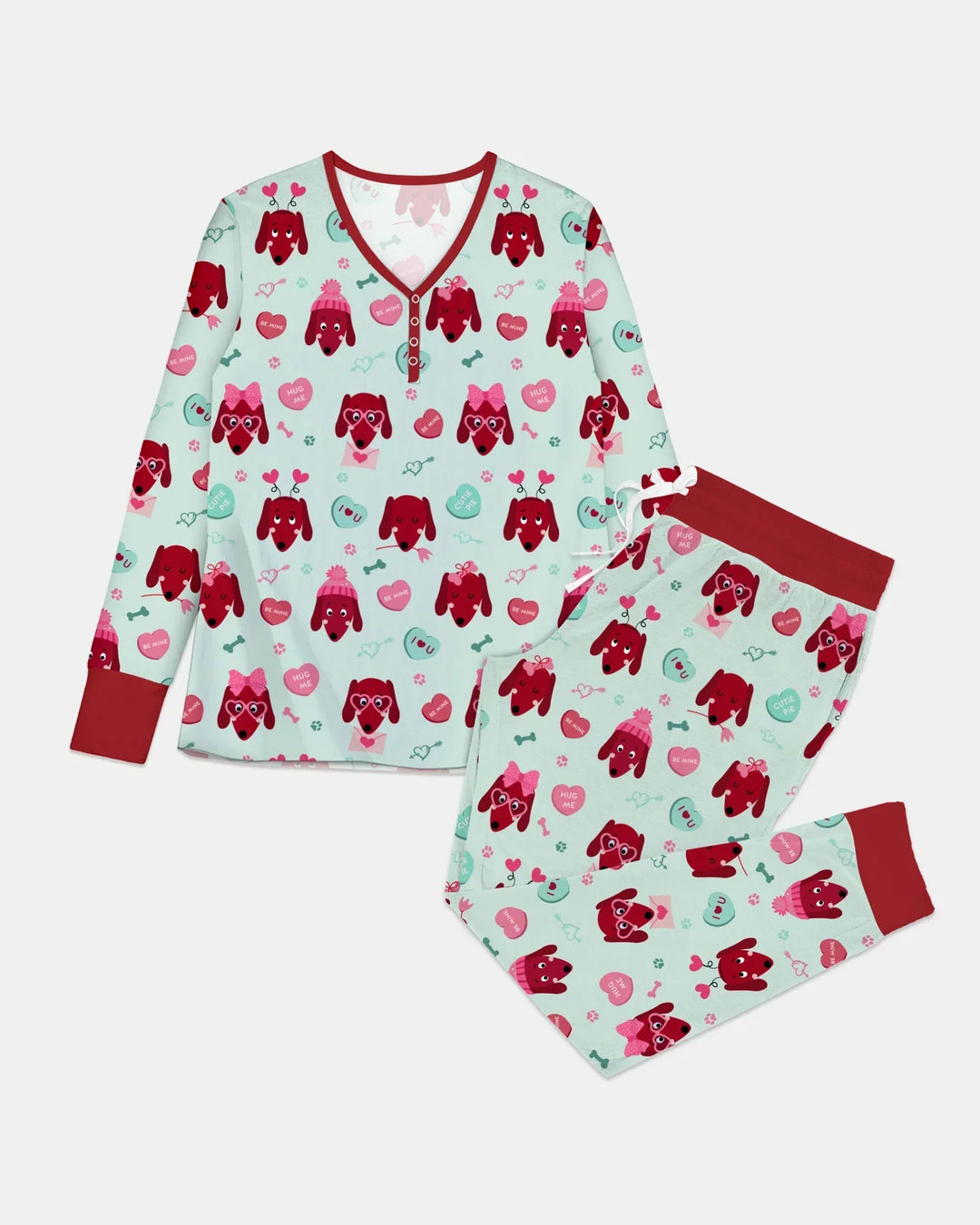 Dachshund Is My Valentine Schlafanzug-Set aus Bambus für Damen