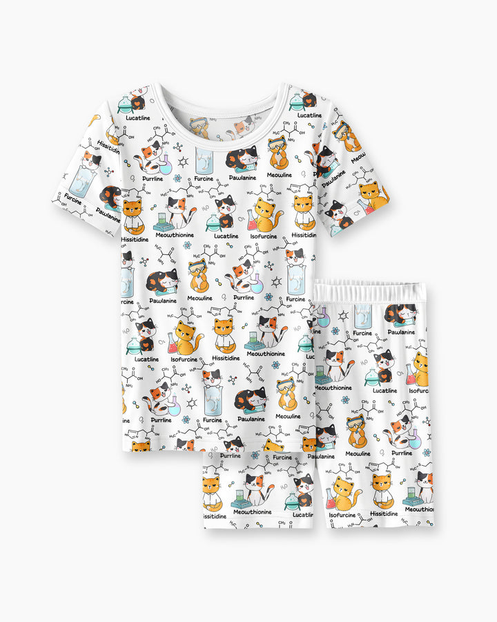 Biochemistry Cat Bamboo Two Piece Short Sleeve Shorts Pajama Set