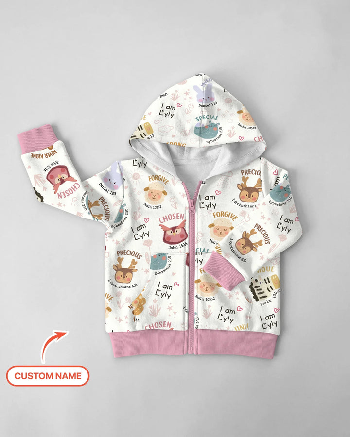 God’s Little Zoo Personalisierter Kapuzenpullover aus Bambus mit Reißverschluss