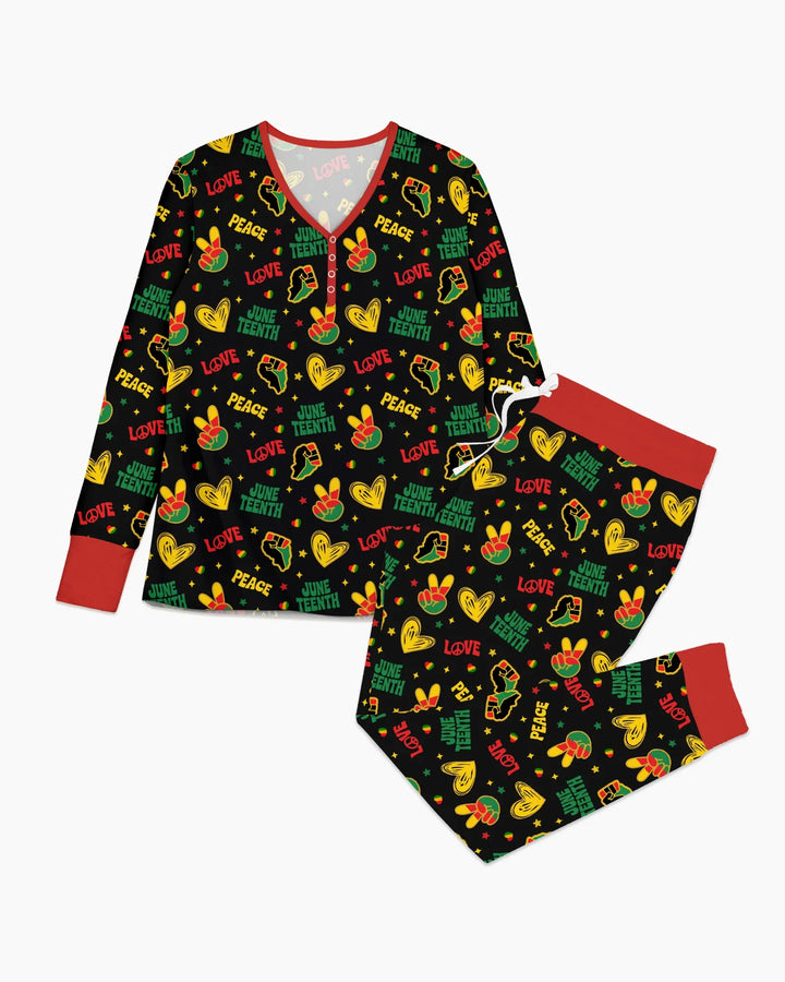 Peace Love Juneteenth Bamboo Women Pajama Set