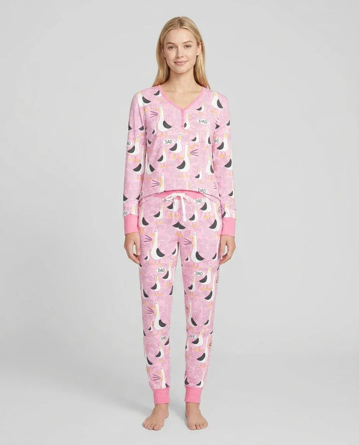 Lustiger Möwen-PAPAPA-Pyjama aus Bambus für Damen