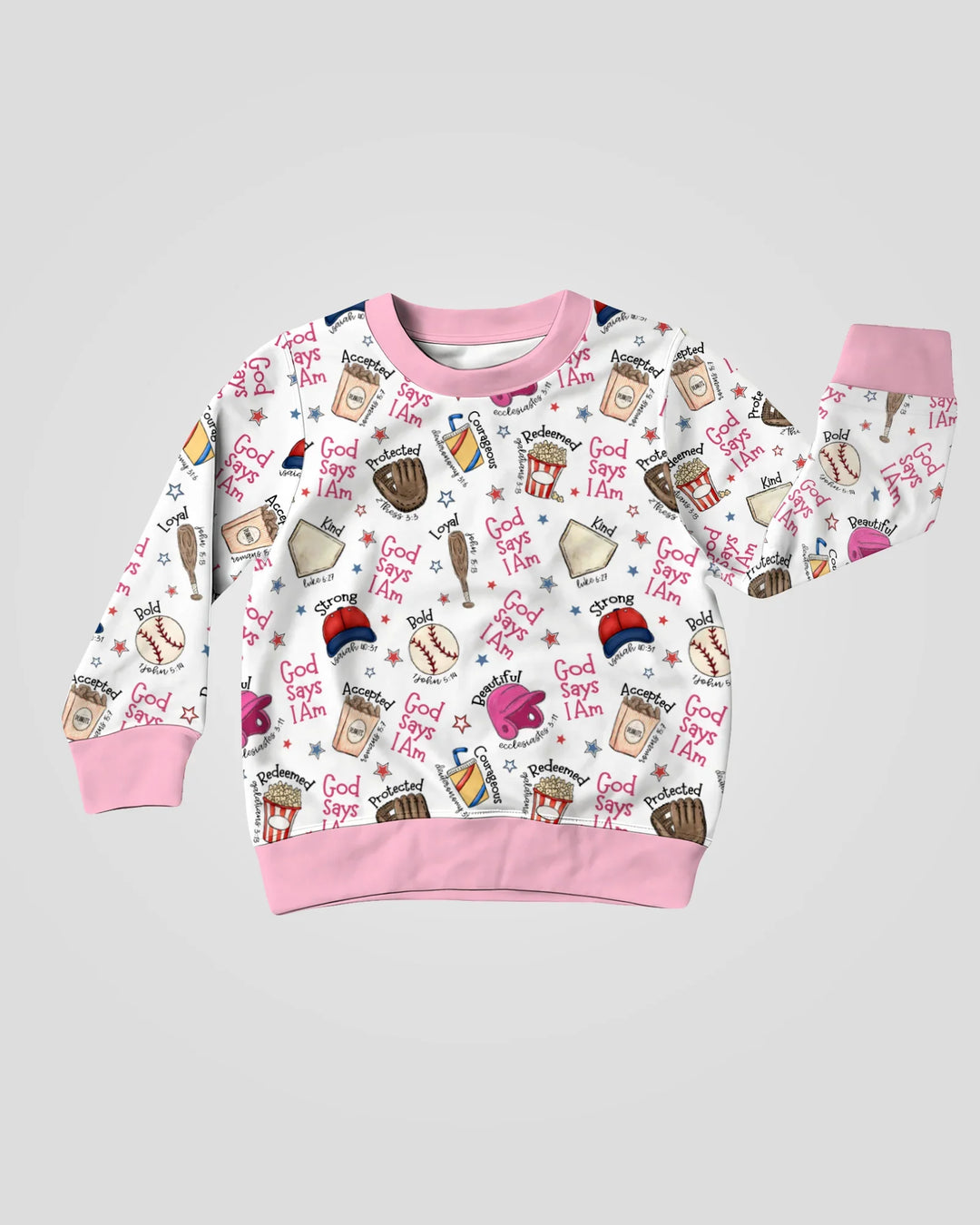 Baseball-Sweatshirt mit Rundhalsausschnitt aus Bambus und christlichem Motiv