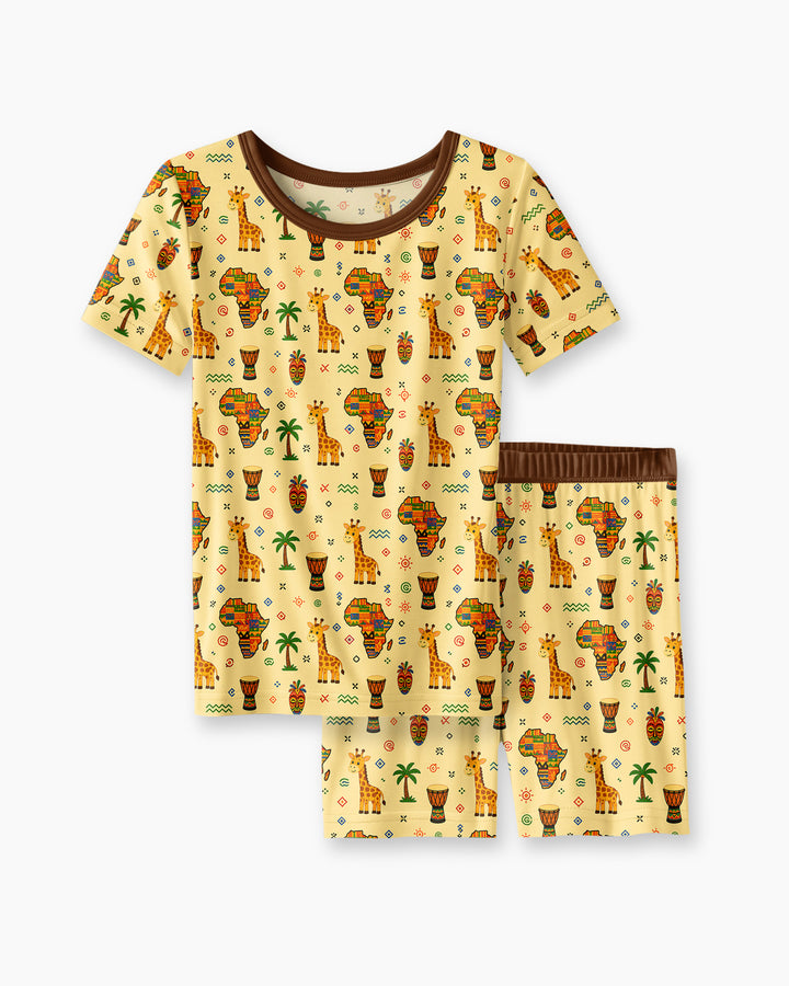 Schlafanzug-Set zweiteilig, kurze Ärmel, kurze Hose, Bambus