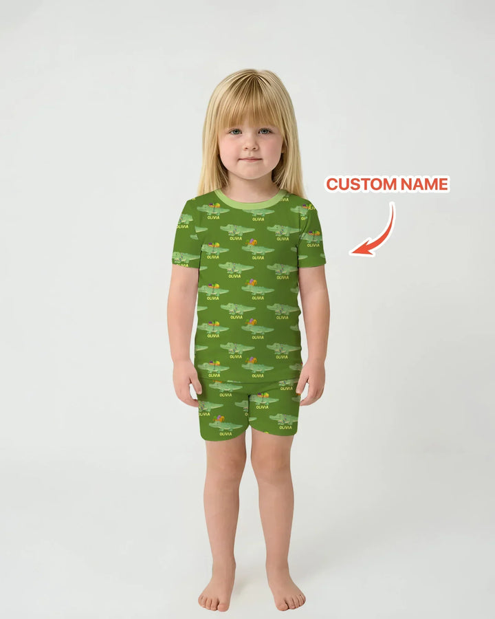 Zweiteiliges Pyjama-Set mit kurzen Ärmeln und Shorts im Sommer-Design