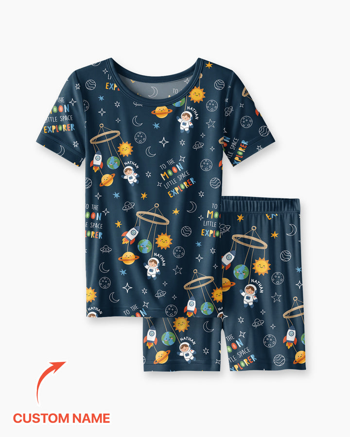Schlafanzug-Set zweiteilig, kurze Ärmel, kurze Hose, Bambus
