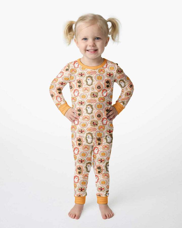 Cute Vintage Magical Cottage Style Halloween Bamboo Two Piece Long Sleeve Pajama Set