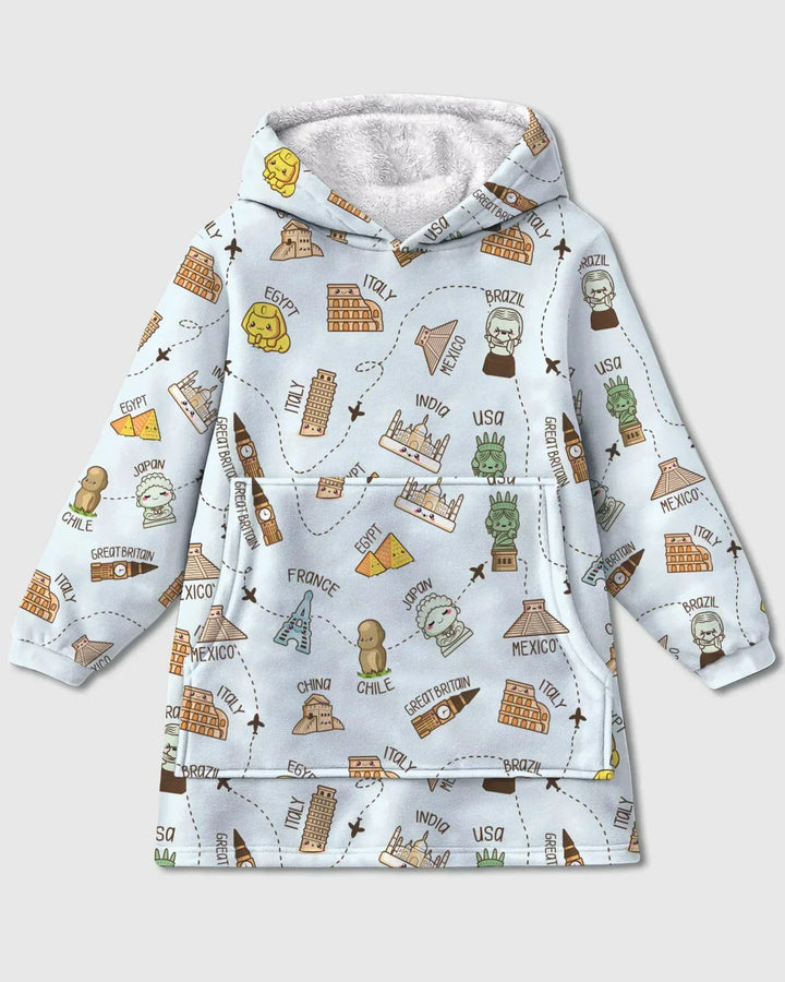 Kawaii World Tour Tragbarer Bambus-Deckenhoodie