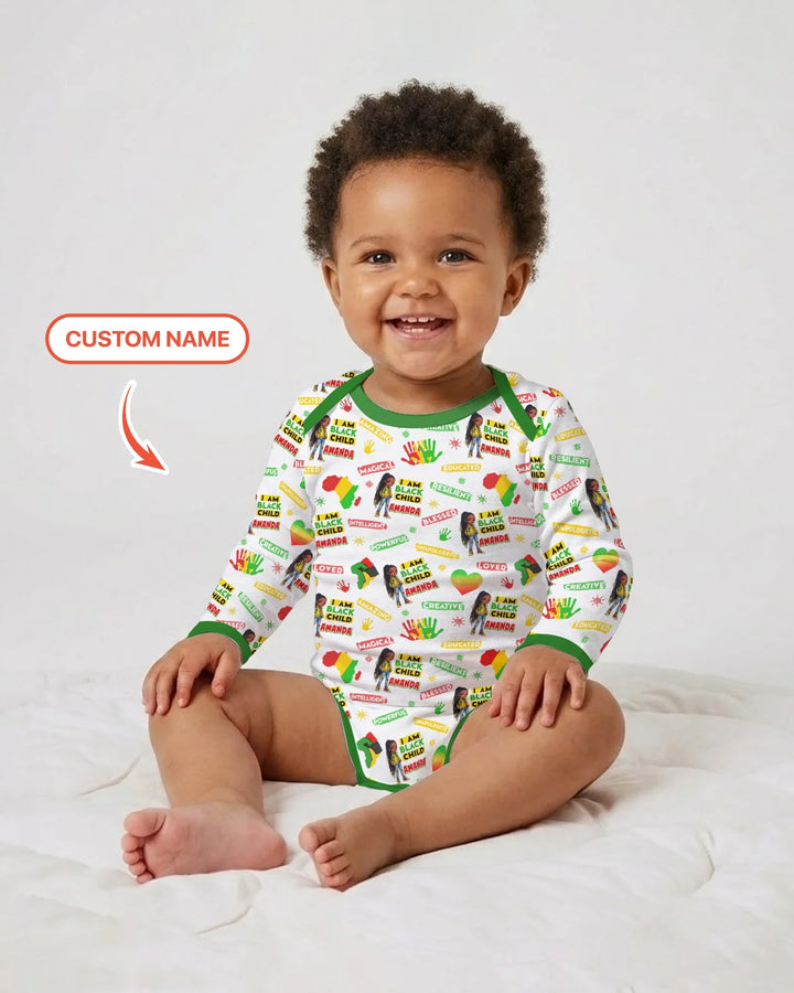 Custom Name I Am Black Child Magical Bamboo Bodysuit