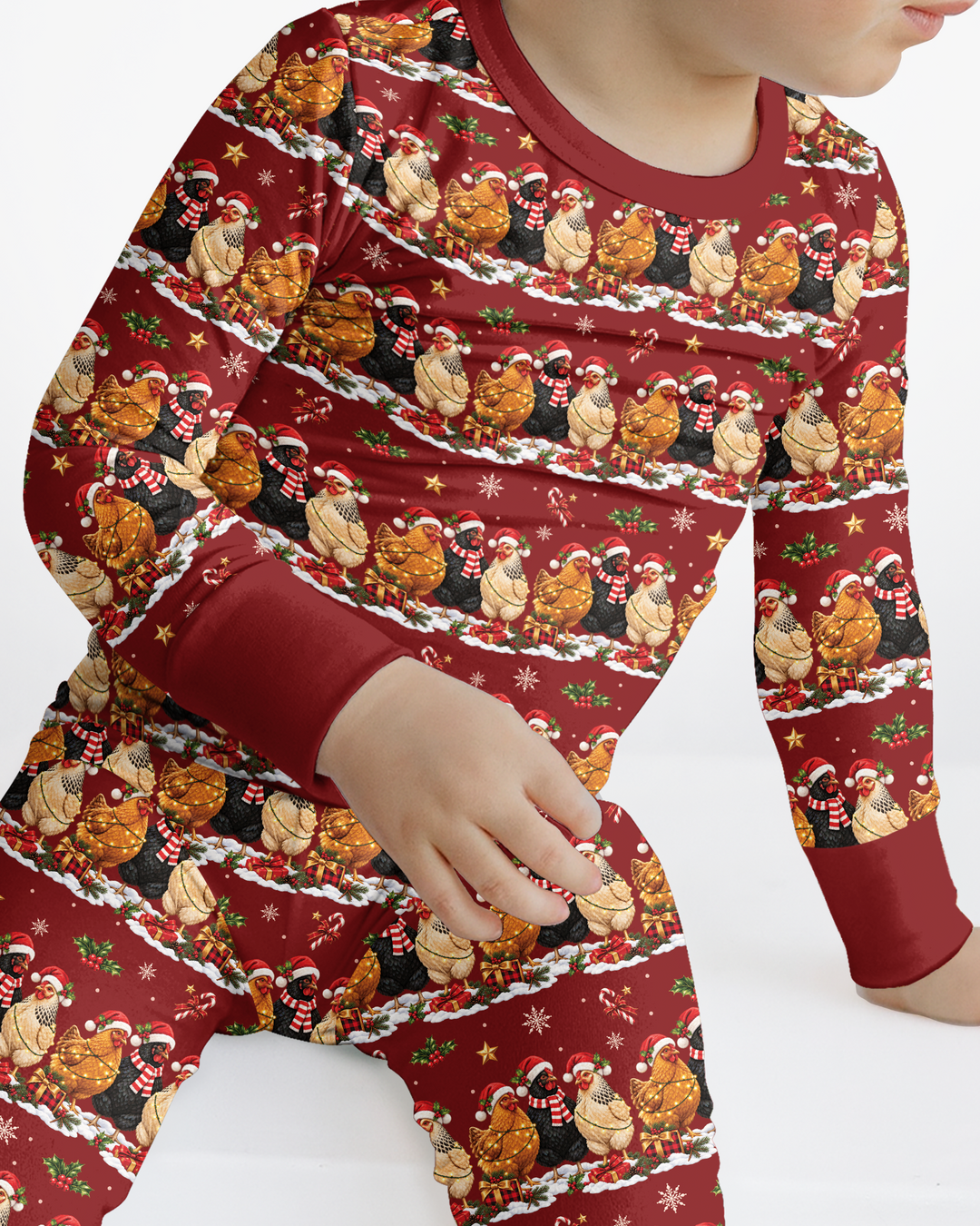 Farm Chicken Christmas Bamboo Two Piece Long Sleeve Pajama Set