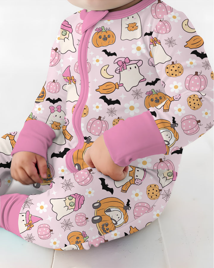 Pink Boo Patch Bamboo Convertible Zippy
