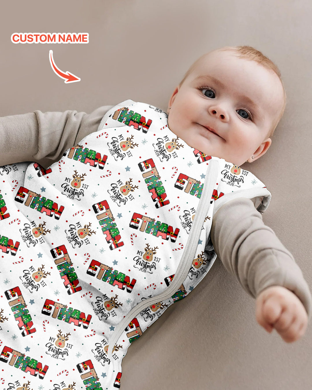 Custom Name "My First Christmas 2025" - Bamboo Sleep Bag (G)