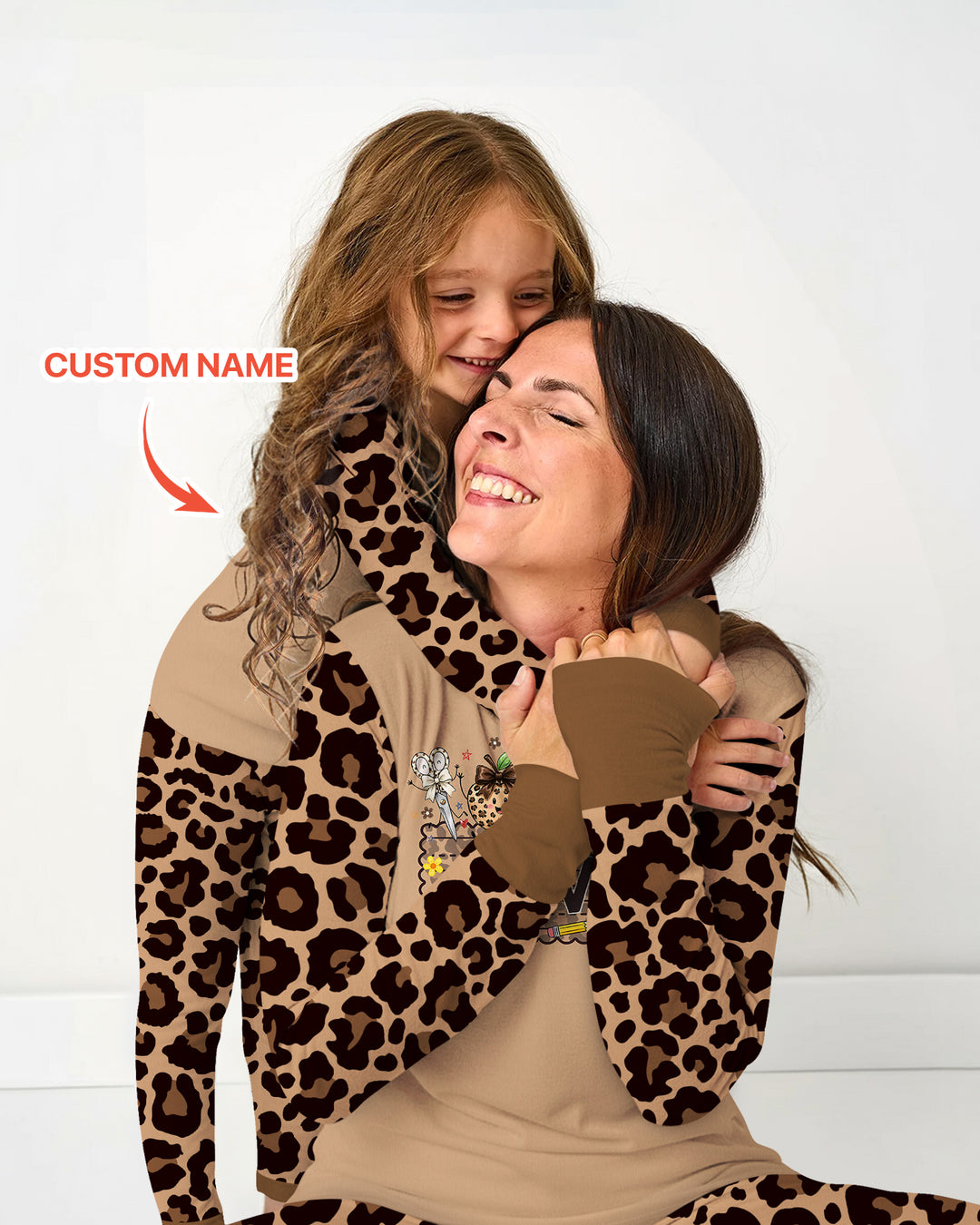 Custom Name School Sweetheart Leopard Bamboo Women Pajama Set