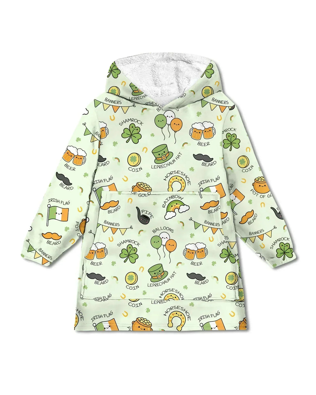 Kawaii St. Patrick's Day Tragbarer Bambus-Decken-Hoodie