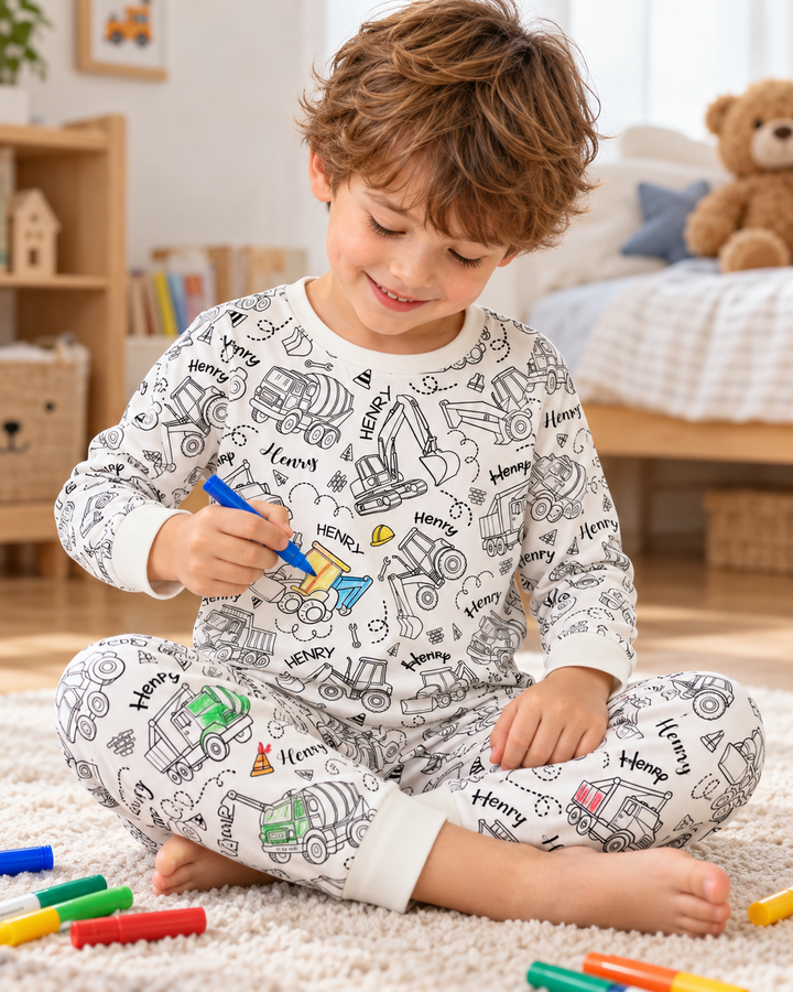 Zweiteiliges Langarm-Pyjama-Set mit Sommerfrüchten