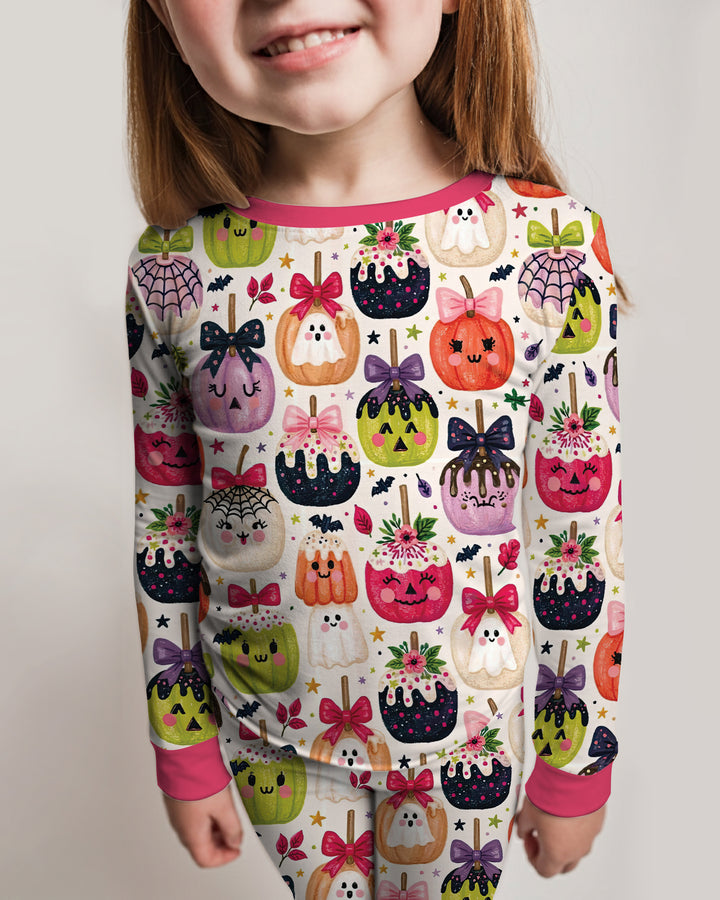 Cute Halloween Candy Apples Bamboo Two Piece Long Sleeve Pajama Set