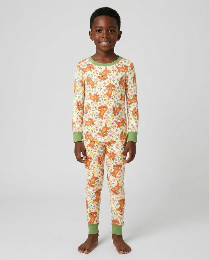 Zweiteiliges Langarm-Pyjama-Set mit Sommerfrüchten