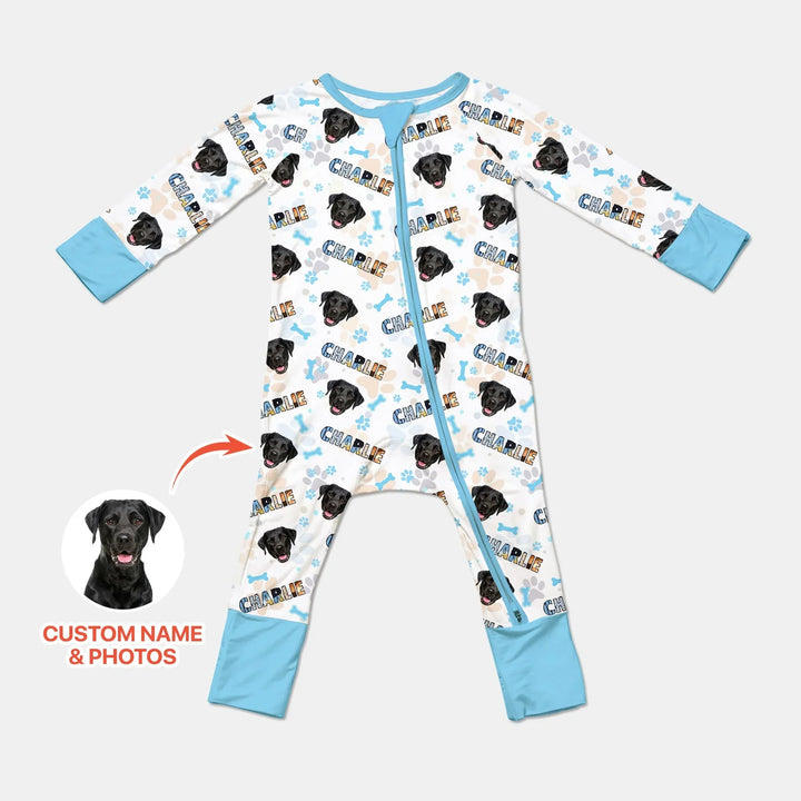 Custom Name Doodle Letters Blue Dog Bamboo Convertible Zippy