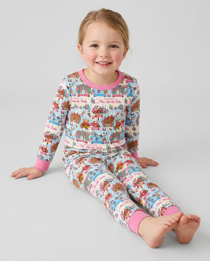 Pink North Pole Adventure Bamboo Two Piece Long Sleeve Pajama Set