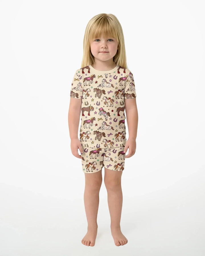 Schlafanzug-Set zweiteilig, kurze Ärmel, kurze Hose, Bambus