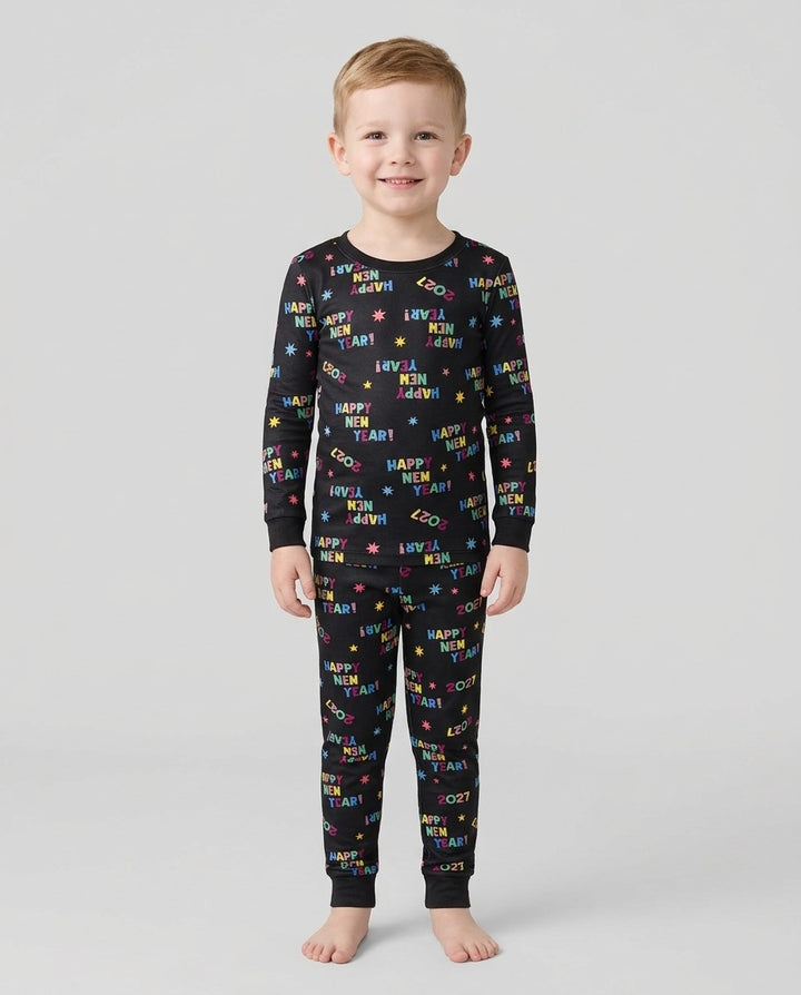 Retro Happy New Year 2027 Bamboo Two Piece Long Sleeve Pajama Set