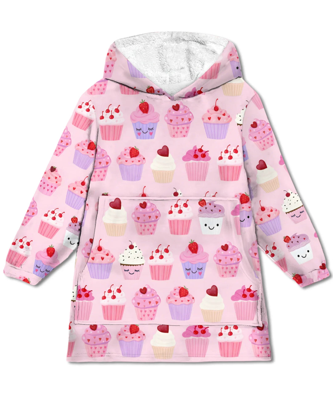 Valentine Emotional Cupcakes Wearable Bamboo Blanket Hoodie