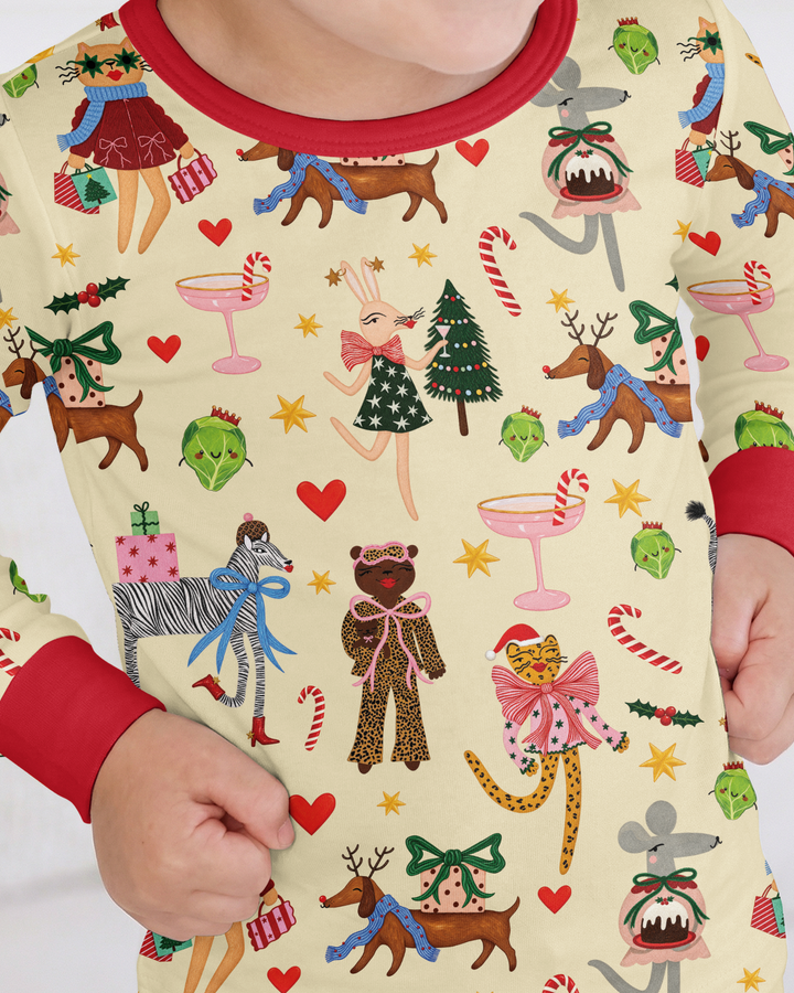 Animals Christmas Bamboo Two Piece Long Sleeve Pajama Set