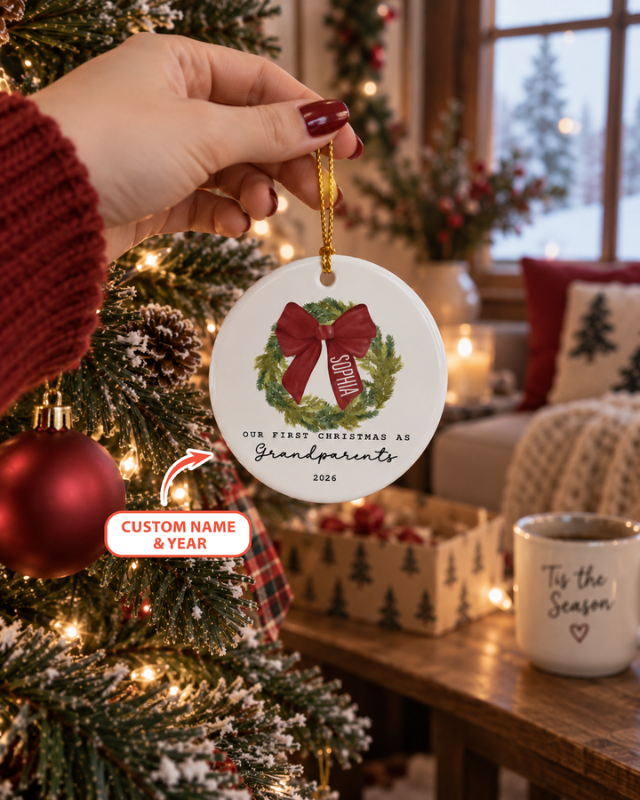 First Christmas As Grandparents Ceramic Ornament