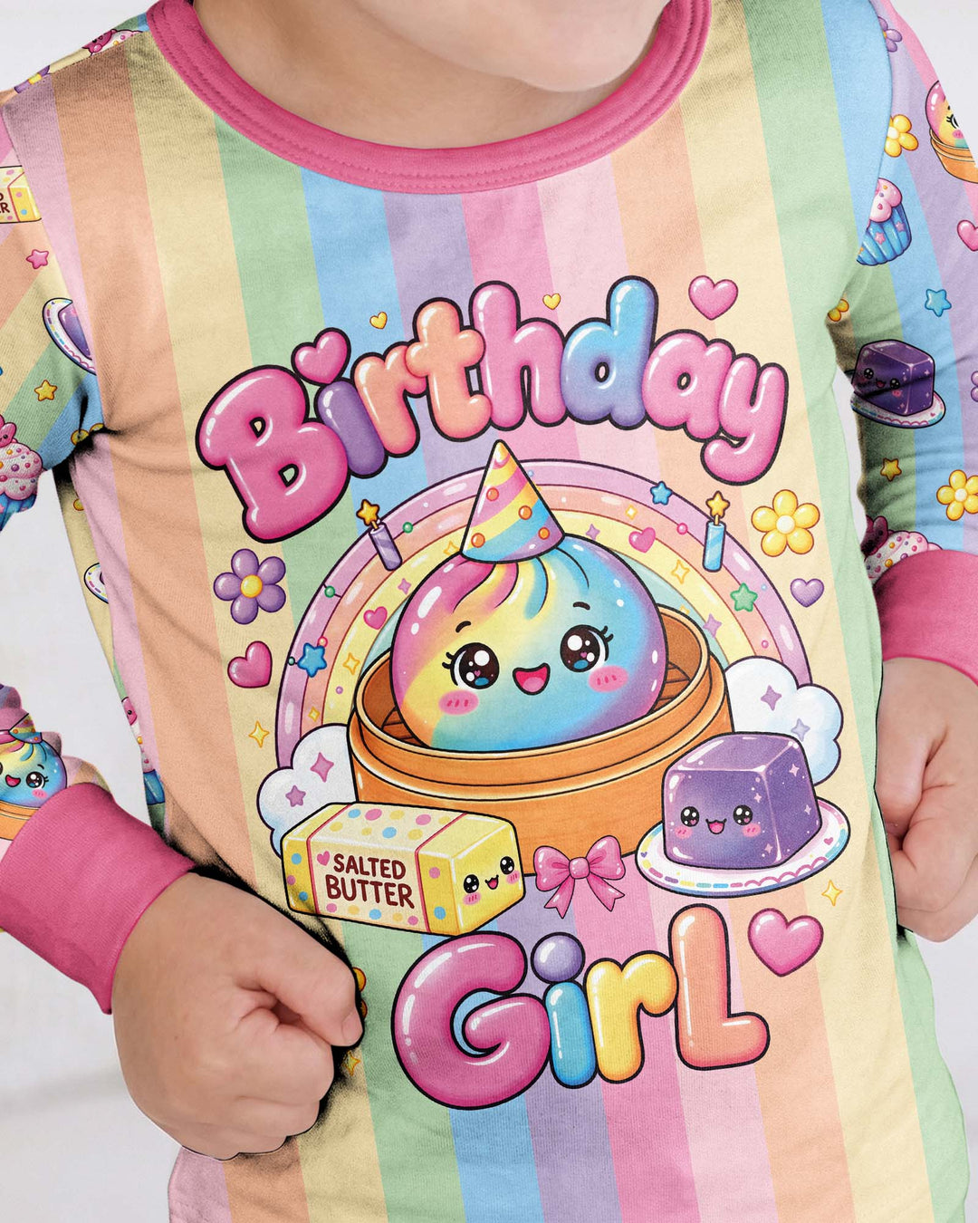 Personalized Squishy Party Birthday Girl Bamboo Two Piece Long Sleeve Pajama Set