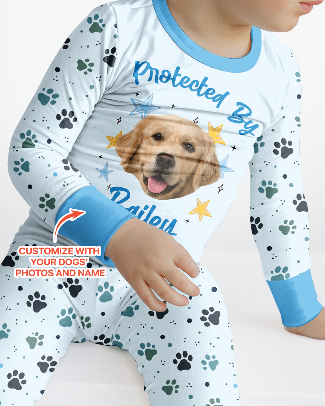 Cute Pet Photo Bamboo Two Piece Long Sleeve Pajama Set