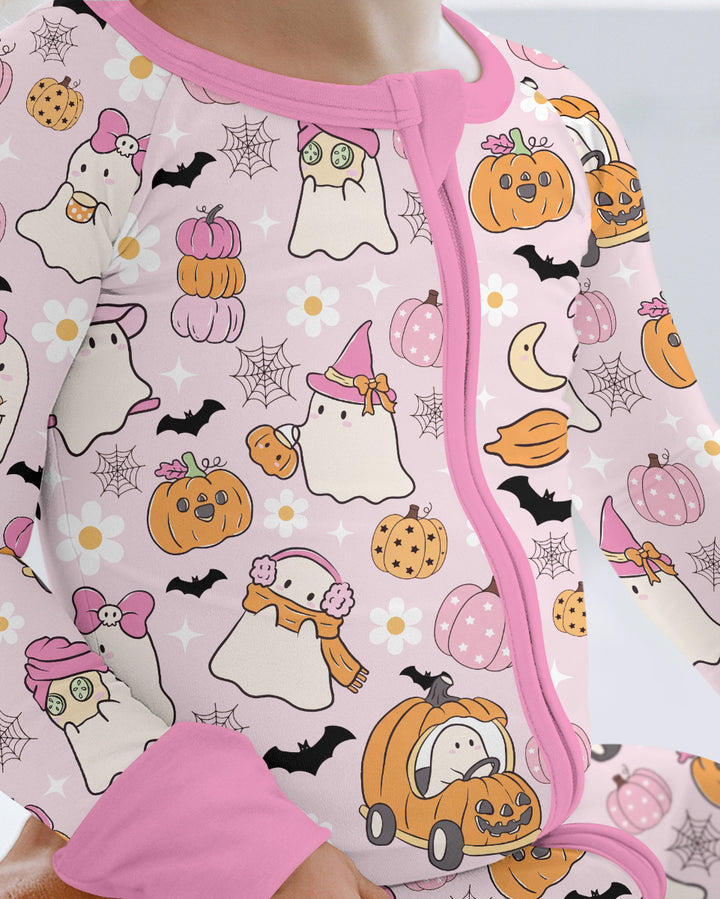 Pink Boo Patch Bamboo Convertible Zippy