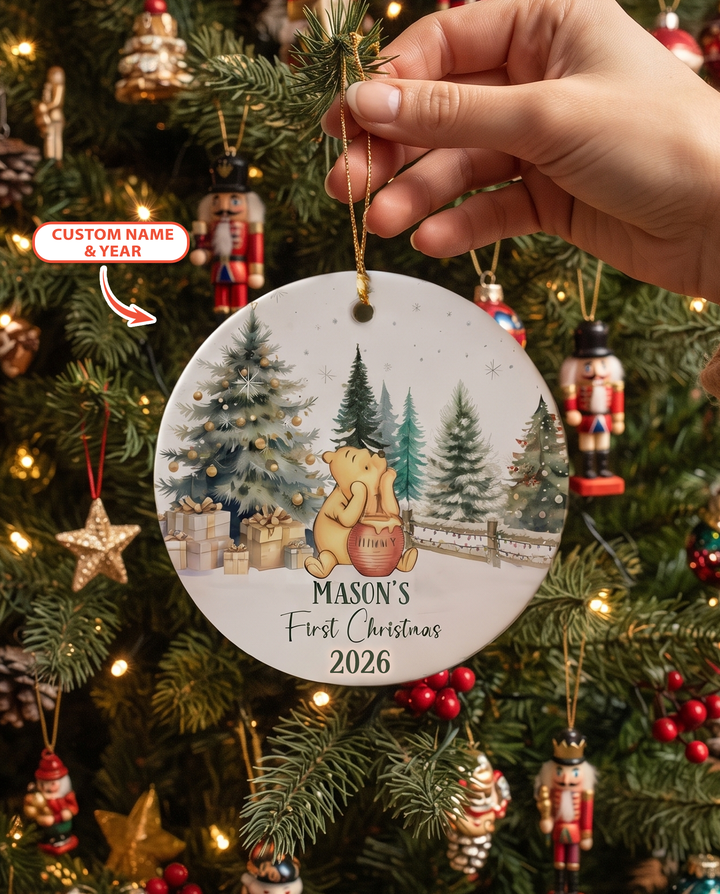 Hunny Bear First Christmas Ceramic Ornament