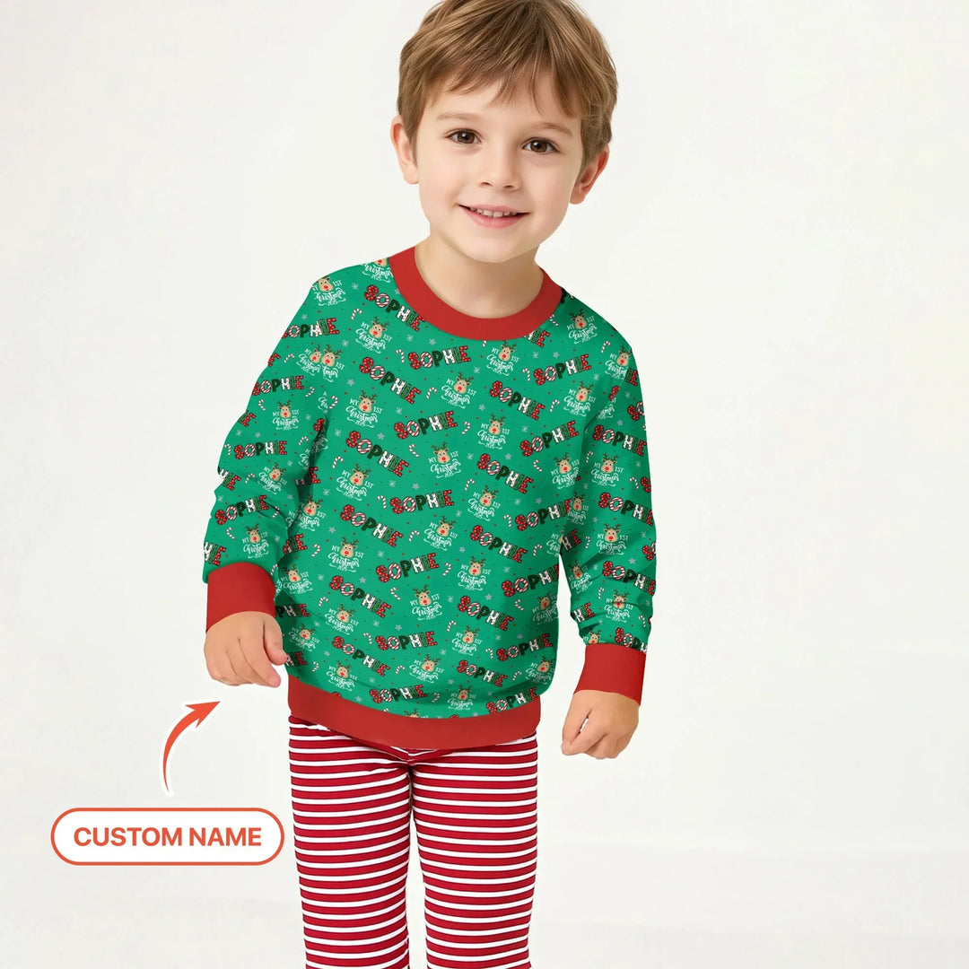 Personalisierbares Bambus-Rundhals-Sweatshirt „My First Christmas“