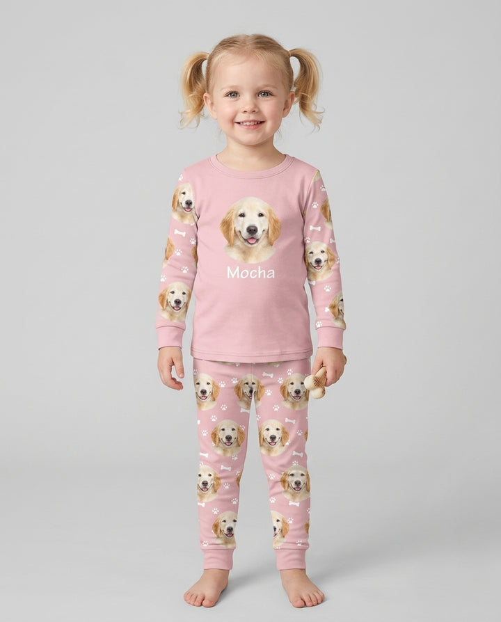 Custom Photo Pet Faces Pajamas Bamboo Two Piece Long Sleeve Pajama Set