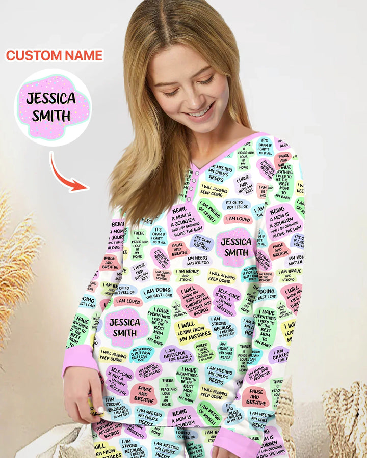 Mom & Baby Tägliche Affirmation Pyjama-Set für Damen aus Bambus