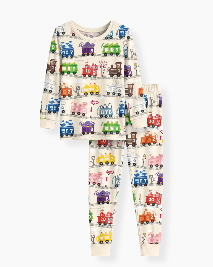 Zweiteiliges Langarm-Pyjama-Set mit Sommerfrüchten