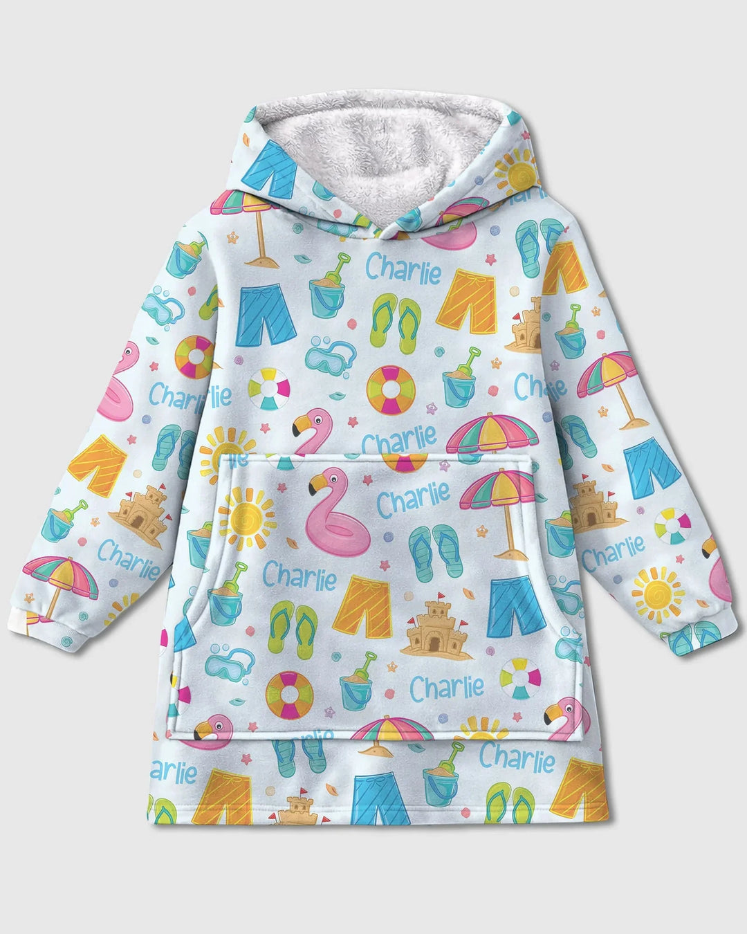 Personalisierte Sommer-Bambus-Decken-Kapuzenjacke „Summer is Fun“