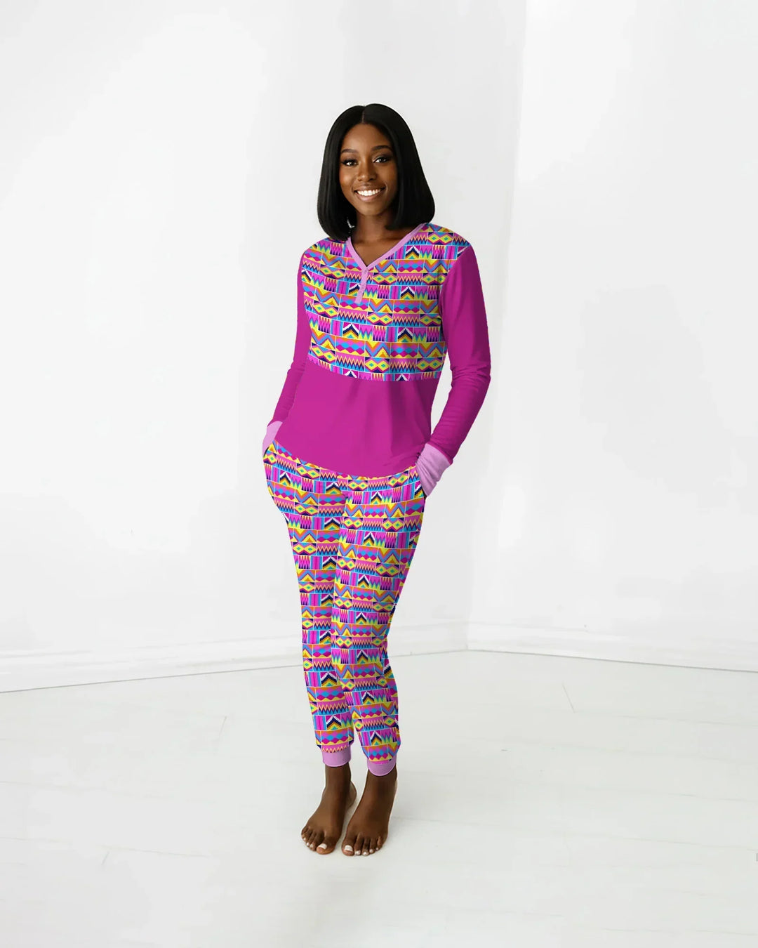 Kente Vibes Damen Pyjama Set aus Bambus im Partnerlook
