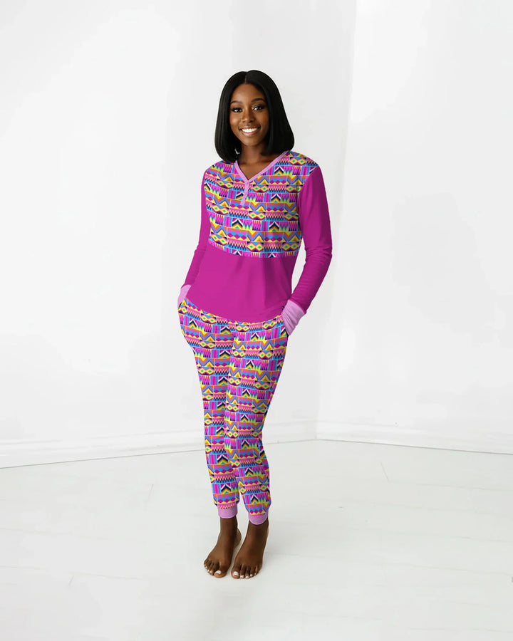 Kente Vibes Damen Pyjama Set aus Bambus im Partnerlook