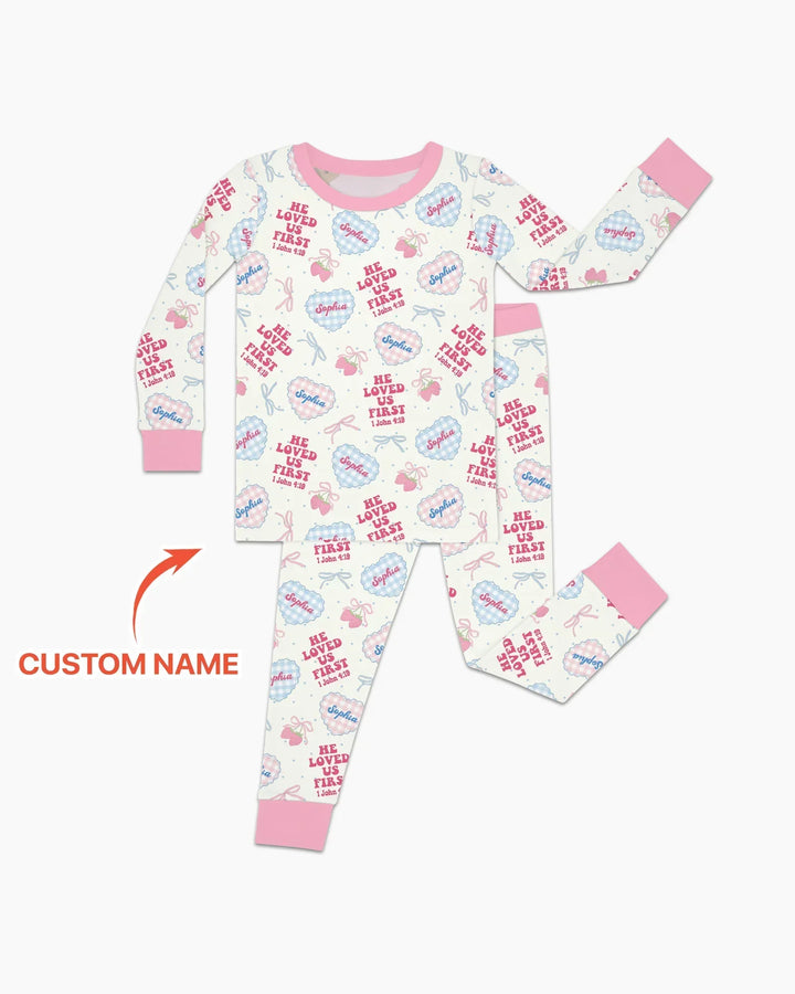 Zweiteiliges Langarm-Pyjama-Set mit Sommerfrüchten