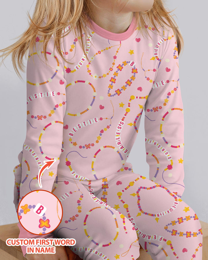 In My Friendship Bracelet Era Girls Matching  Bamboo Two Piece Long Sleeve Pajama Set