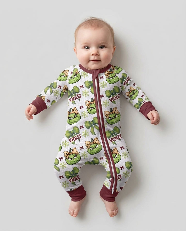 Custom Name Grumpy Green Christmas Bamboo Convertible Zippy