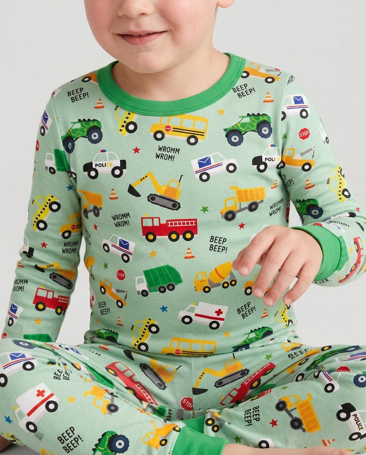 Lots Of Trucks Bamboo Two Piece Long Sleeve Pajama Set