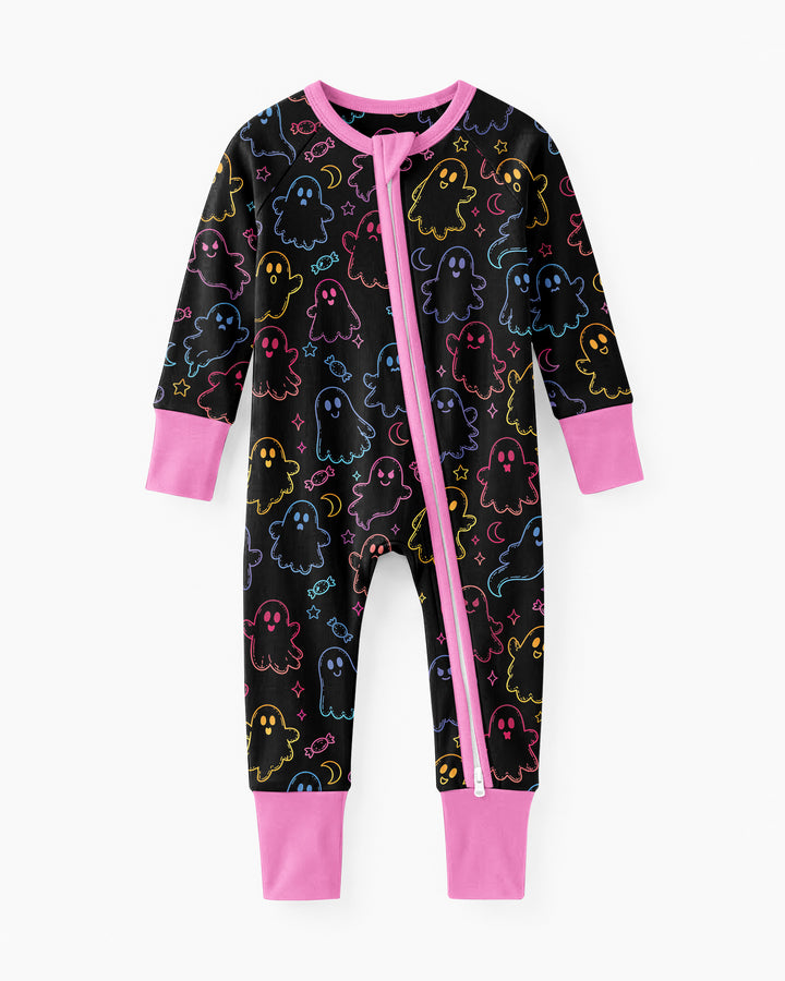Halloween Colorful Neon Ghost Baby Boo  Bamboo Convertible Zippy